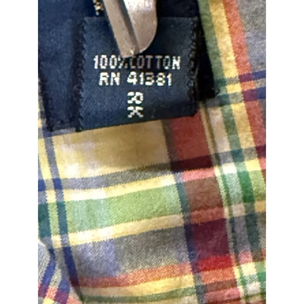 Polo Ralph Lauren Shirt XL Classic Fit Short Sleeve Plaid Madras Colorful Pony